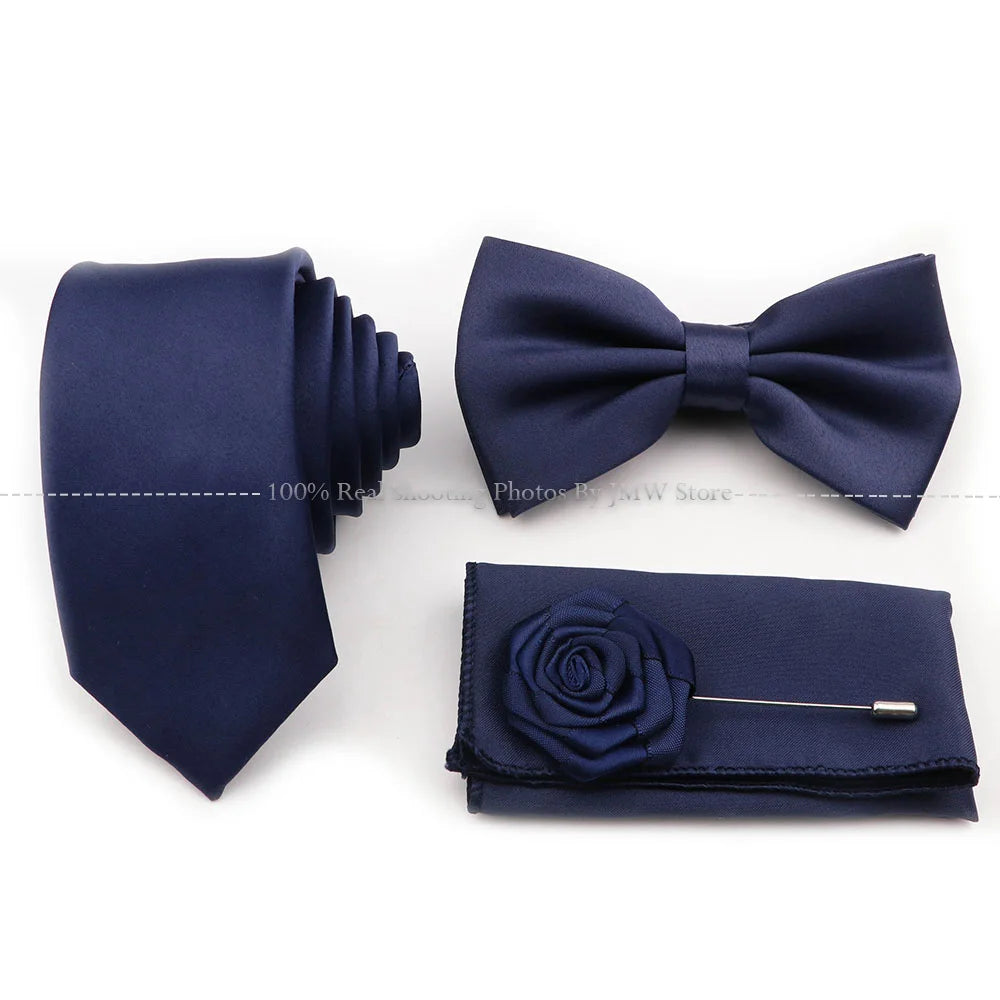 Ensemble cravate et nœud papillon violet bleu sauge vert en polyester, boutons de manchette et broche pour costume de marié, cravate de mariage, accessoire de chemise