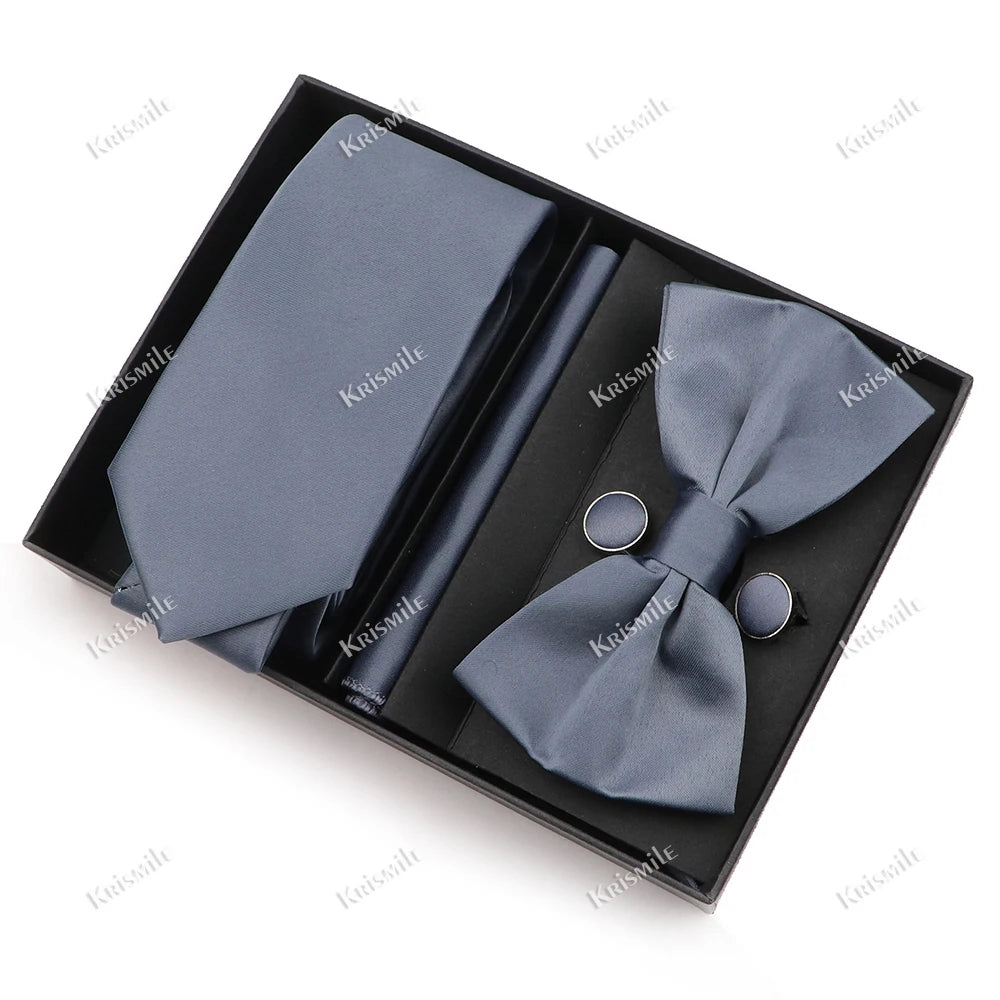 Men's Tie Box Gift Set | Necktie, Bow Tie, Pocket Square, Cufflinks & Brooch