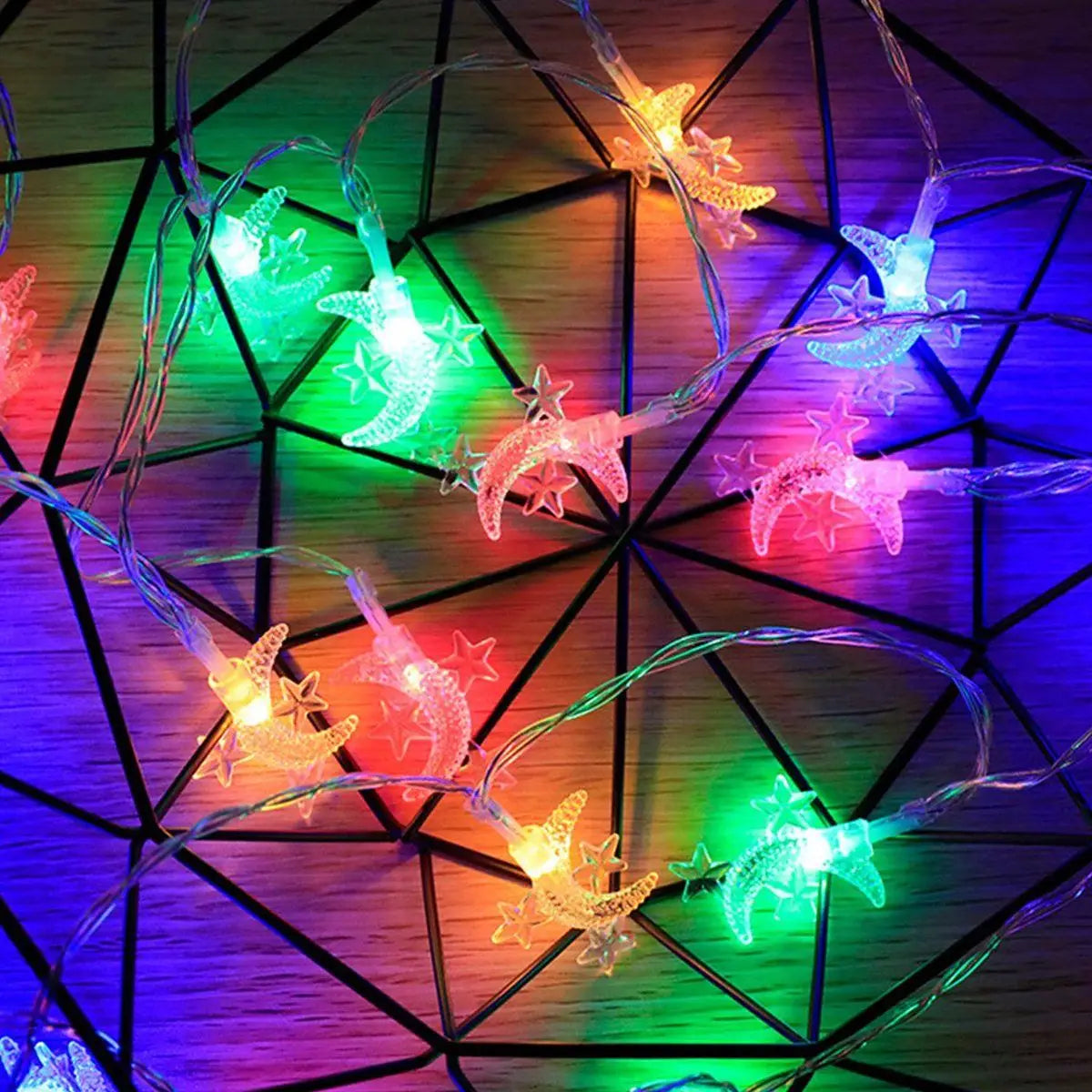1pc LED Moon & 3 Star Dreamy and Romantic LED Fairy Ramadan String Lights Battery Operated For Bedroom Living Room Wedding Decor