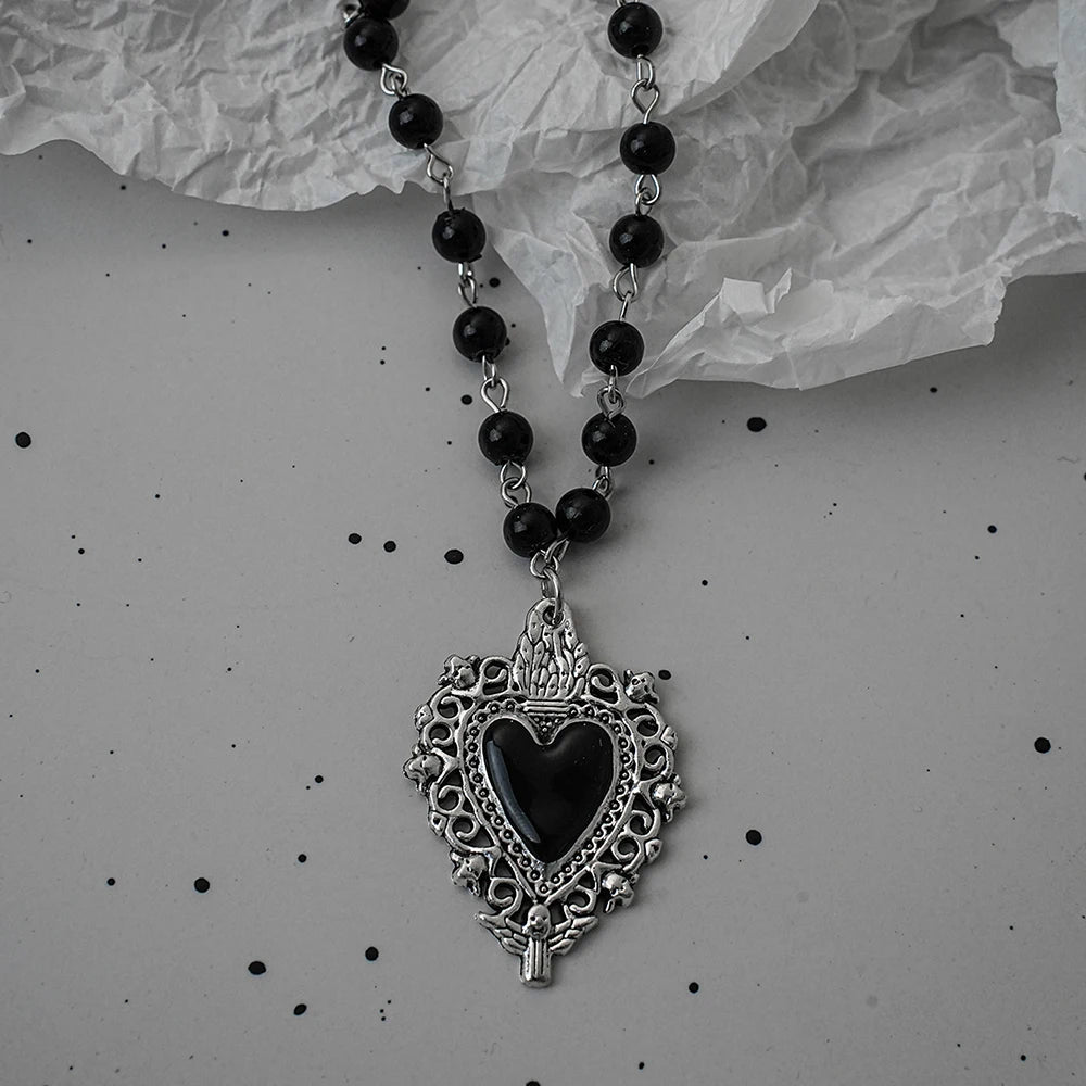 Parure collier chauve-souris gothique et croix superposées — Style sombre Y2K
