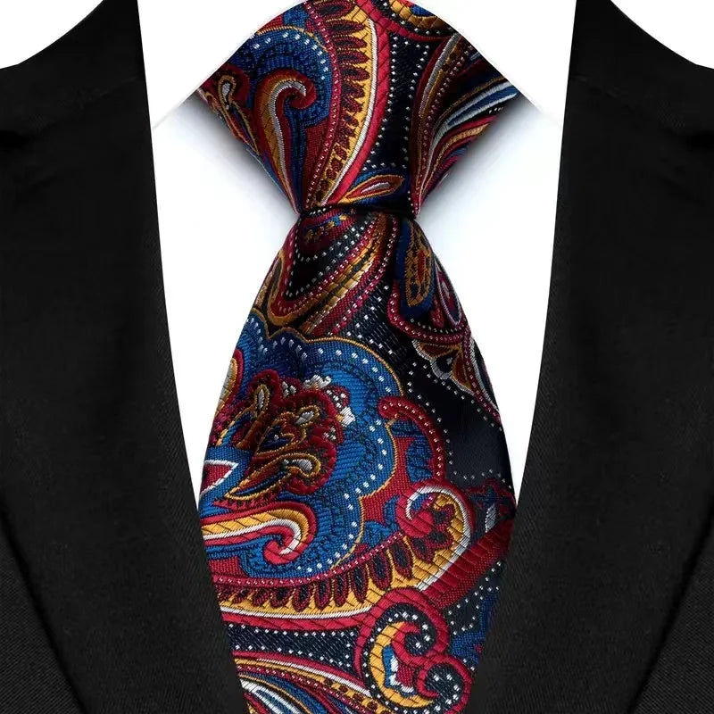 Cravate de luxe 8CM pour homme, motifs floraux et cachemire, tissée jacquard, accessoires pour occasions d'affaires et de mariage.