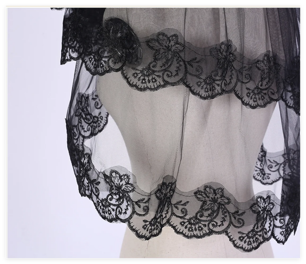 Wedding Veils For Bridal Lace Embroidery Edge Tulle White Black Veil For Halloween Bachelorette Party Headdress Accessories