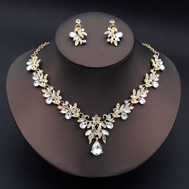 Princess Crown Bridal Jewelry Set — Necklace, Earrings & Crown