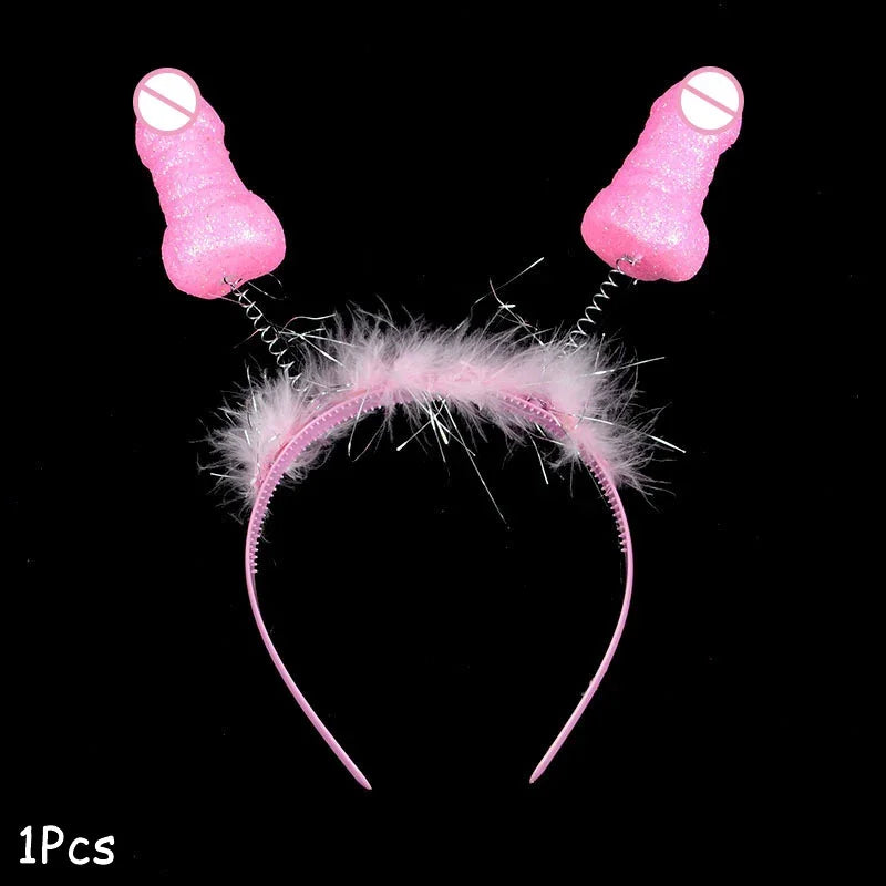 1/2/3 Pièces Drôle Bandeau Pénis Tiara Enterrement Vie Jeune Fille Fournitures Nuit Enterrement Vie Célibataire Serre-tête Filles Future Mariée Décoration Mariage Nouveauté