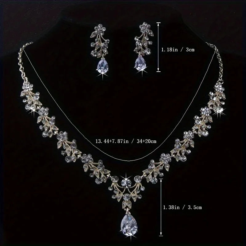 Parure de mariée de luxe zircon et strass (collier et boucles d'oreilles)