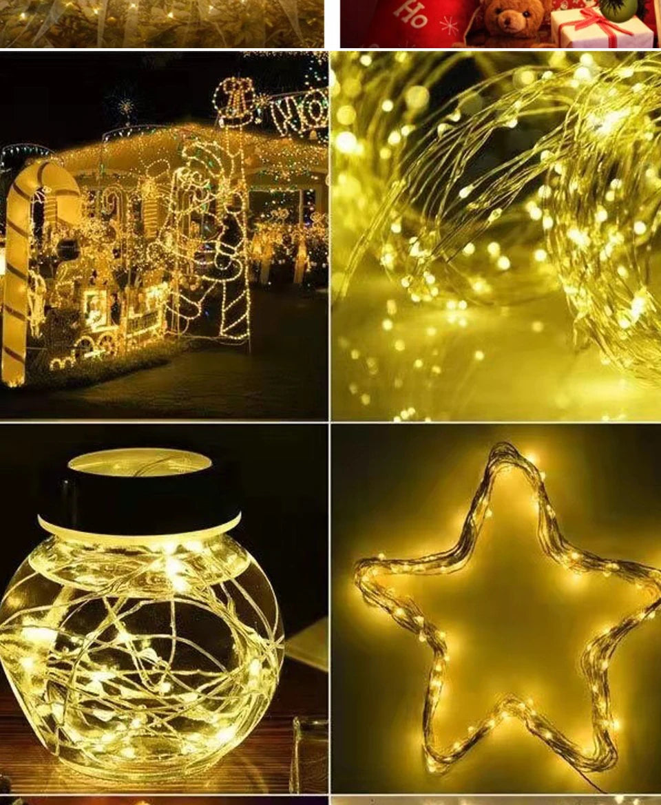 Guirlande Lumineuse LED USB, Fil de Cuivre, Éclairage Féérique, Lumières d'Ambiance pour Fêtes, Mariages, Noël, Décoration Extérieure.