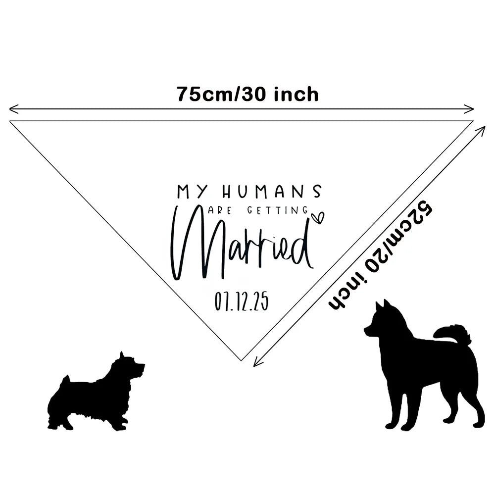 Bandana pour chien personnalisée « Mes humains se marient » à attacher – Accessoire de mariage pour animaux de compagnie – Cadeau de fiançailles – Photographie des mariés