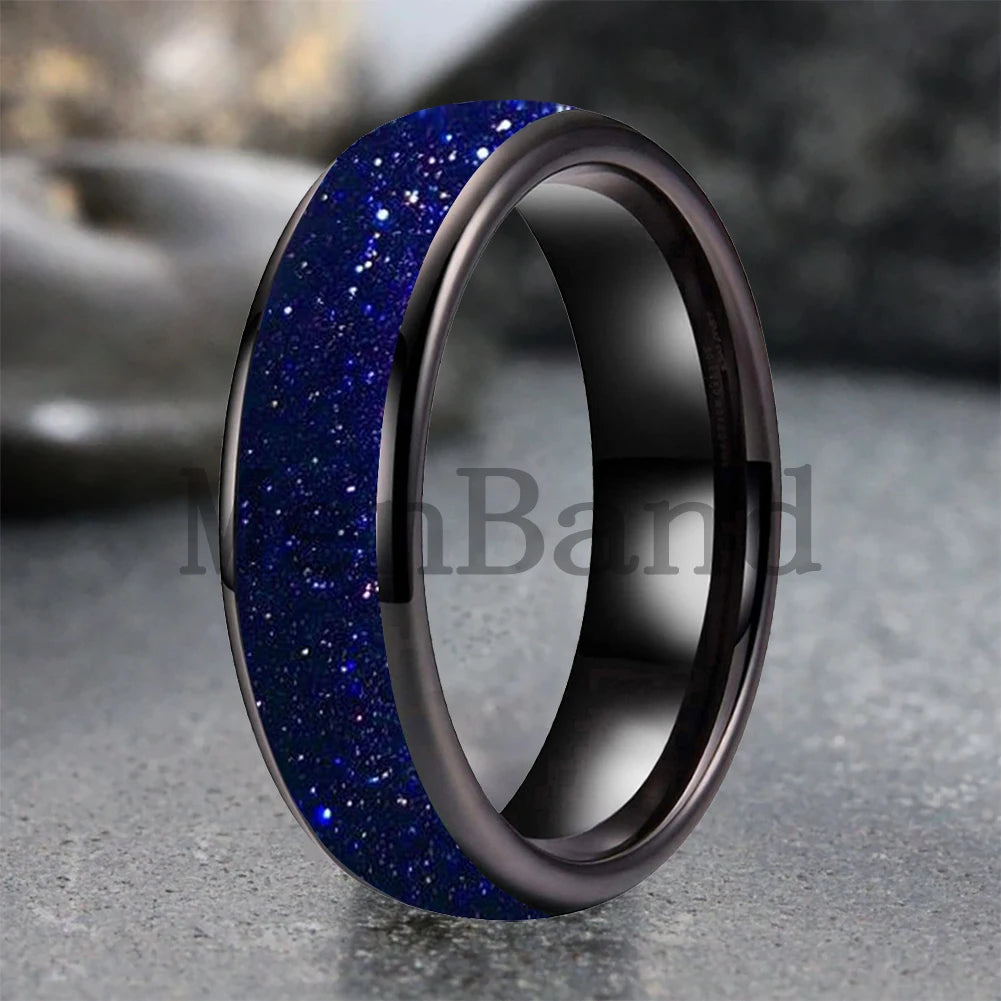 Bague de mariage pour homme 4/6/8mm - Bague en carbure de tungstène avec sable galactique concassé Espace cosmique Bague de mariage unisexe Bague de fiançailles Pour lui