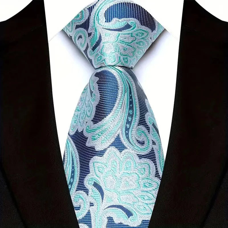 Cravate de luxe 8CM pour homme, motifs floraux et cachemire, tissée jacquard, accessoires pour occasions d'affaires et de mariage.