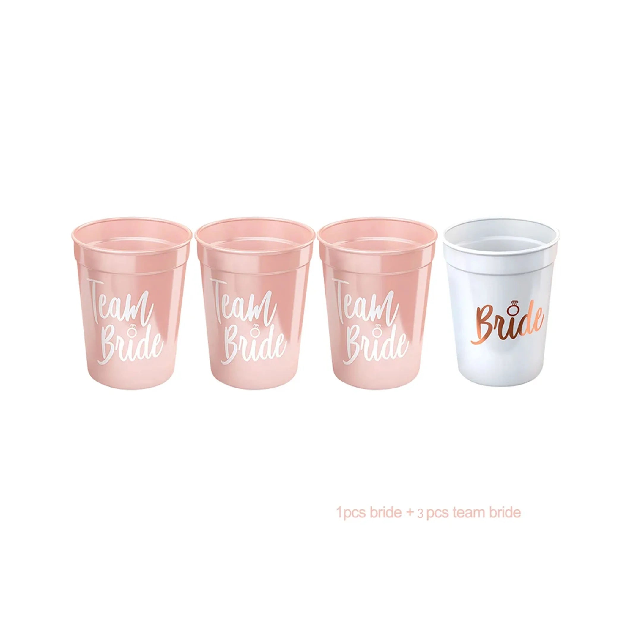 Lot de tasses en plastique pour enterrement de vie de jeune fille - Équipe de la mariée - Cadeau de douche nuptiale - Articles de fête pour enterrement de vie de jeune fille - Décoration de mariage