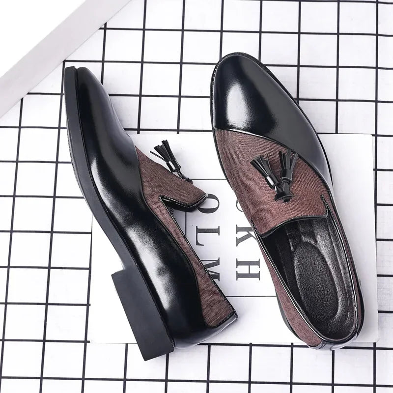 Chaussures Habillées Homme 2026 Nouvelles Chaussures en Cuir Décontractées Homme Chaussures Habillées d'Affaires en Cuir Tendance Polyvalentes Mocassins Bout Pointu à Enfiler