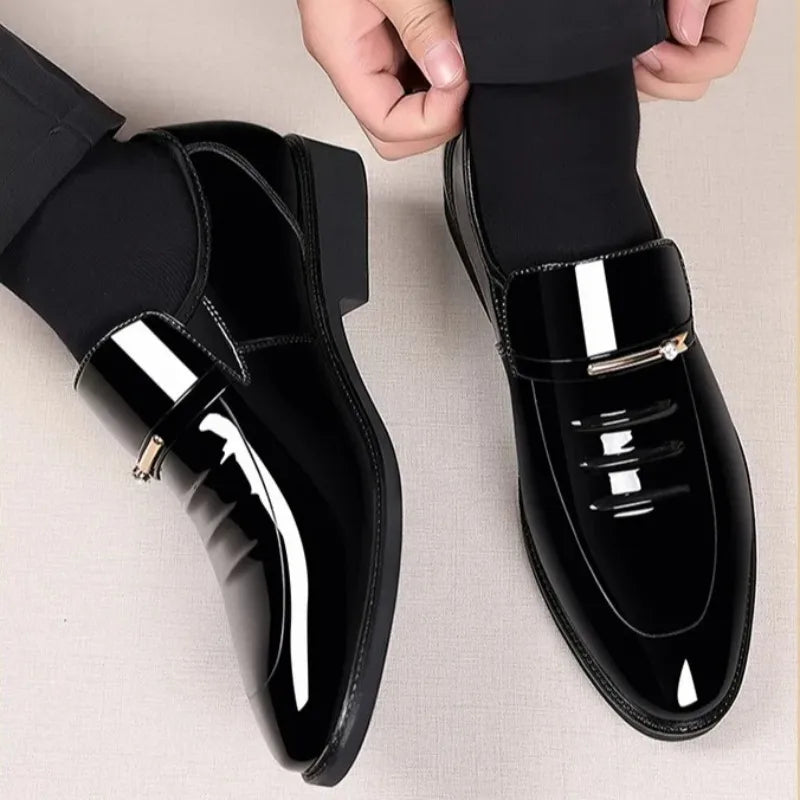 Chaussures habillées pour homme Pointures 38-49, Mocassins formels à haut brillant, Chaussures de mariage de luxe, Chaussures de conduite décontractées et confortables pour hommes
