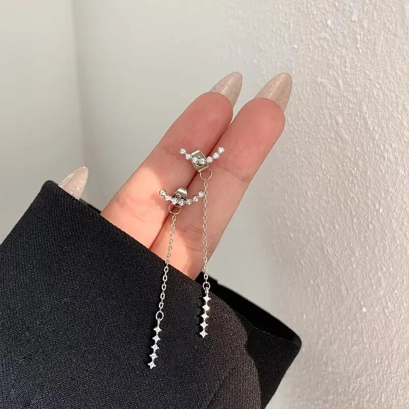 Luxury Long Drop Zircon Dangle Earrings — Bridal Wedding Jewelry