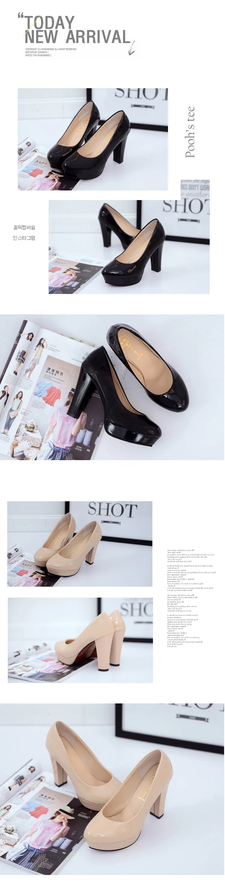 Chaussures à talons hauts pour femmes, chaussures de mariage blanches, talons épais de 10 cm, escarpins de soirée mode, chaussures noires rouges à bout rond Zapatos De Mujer