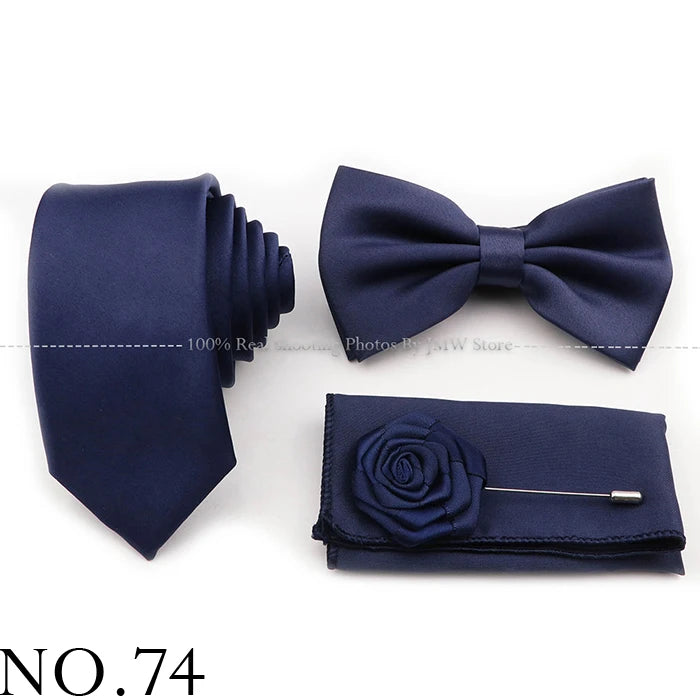 Ensemble cravate et nœud papillon violet bleu sauge vert en polyester, boutons de manchette et broche pour costume de marié, cravate de mariage, accessoire de chemise