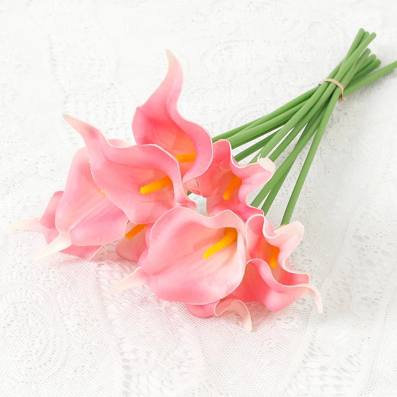 Bouquet de mariée artificiel de callas — 6 tiges, 40 cm