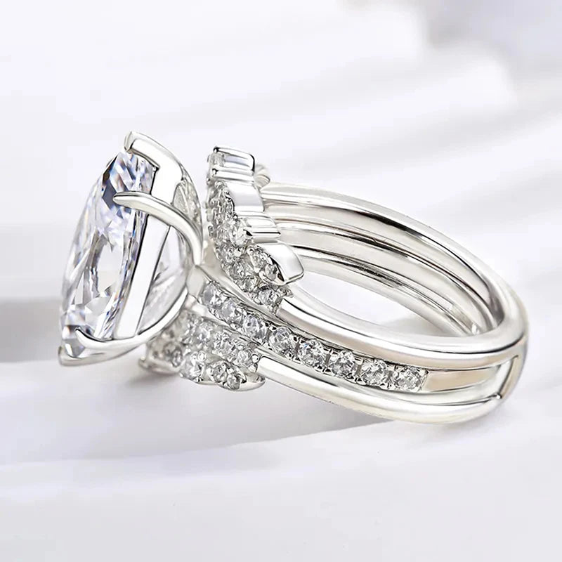 CZ Bridal Ring Set — 2 Piece 925 Silver Color Wedding Bands