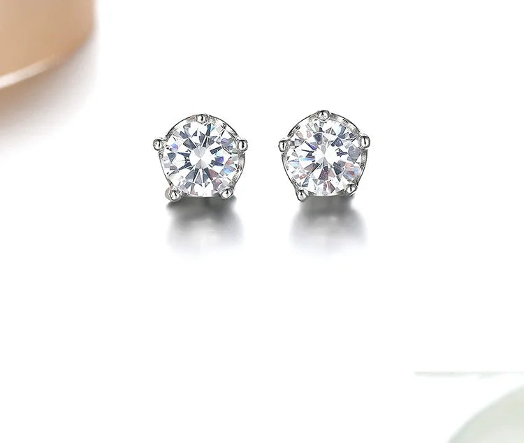 Natural Amethyst Crown Stud Earrings — 925 Sterling Silver