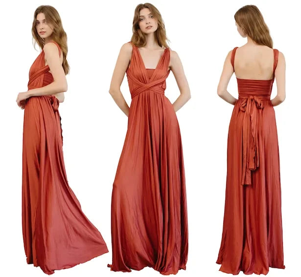 Robe de demoiselle d'honneur, robe longue vert olive de demoiselle d'honneur, robe convertible pour cortège nuptial, robe infinie multivoies, robe sur mesure