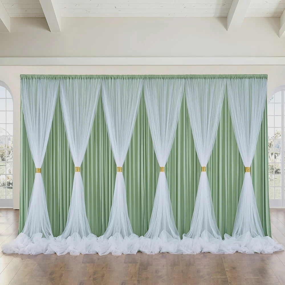 Satin Backdrop Christmas Curtains Wrinkle Free Silky Fabric Background Drapes for Baby Shower Birthday Party Prom Wedding Decor