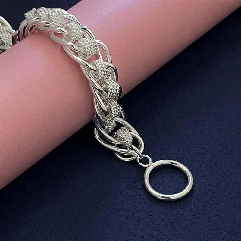 Bracelet maille perforée — Argent sterling 925