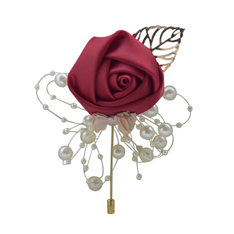 Satin Rose Corsage Brooch | Wedding Boutonniere & Bridal Accessory