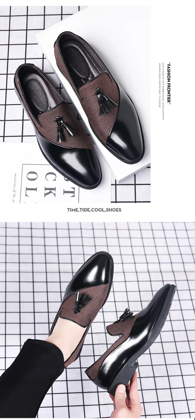 Chaussures Habillées Homme 2026 Nouvelles Chaussures en Cuir Décontractées Homme Chaussures Habillées d'Affaires en Cuir Tendance Polyvalentes Mocassins Bout Pointu à Enfiler