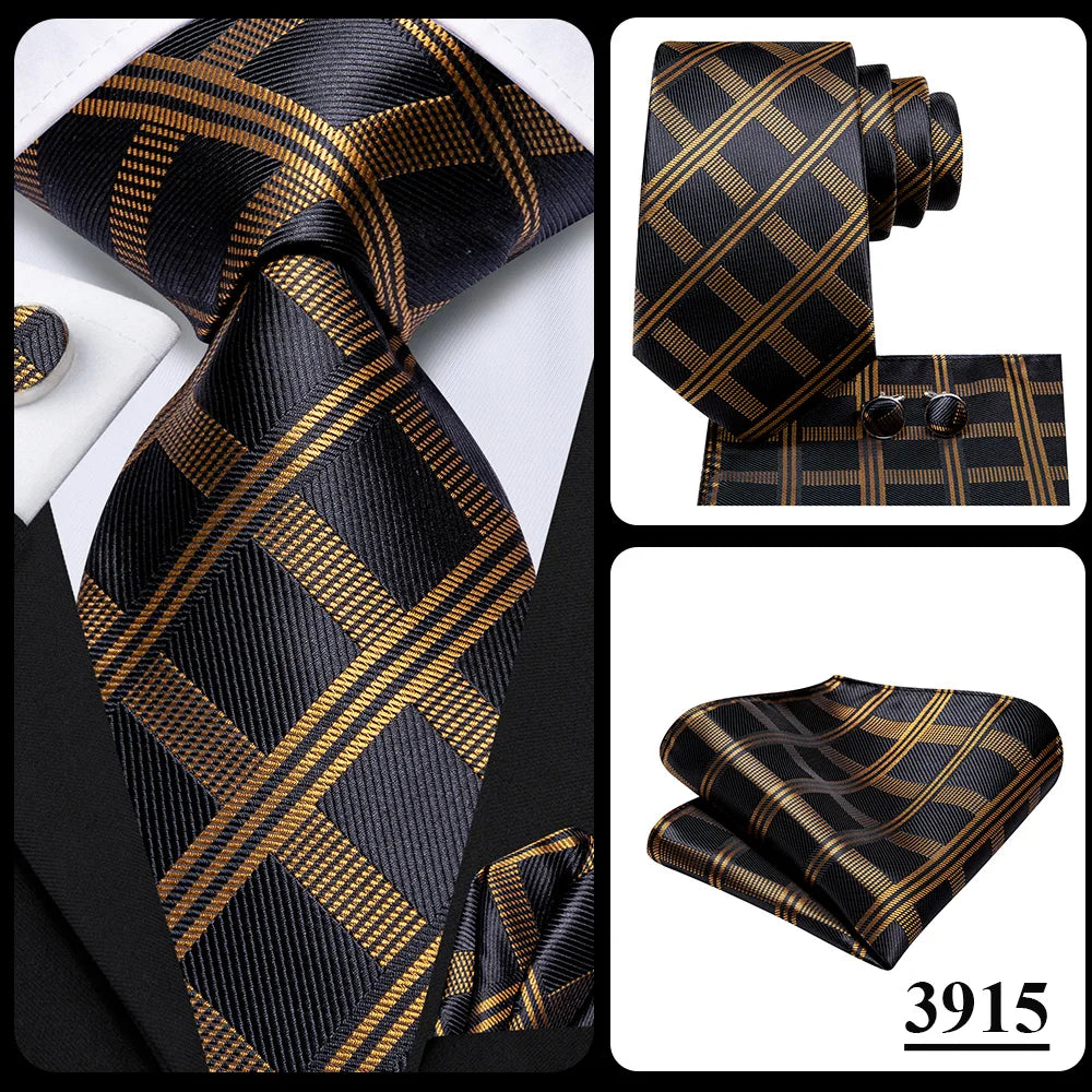 Silk Necktie Gift Set | Groom & Groomsmen Wedding Tie with Pocket Square & Cufflinks