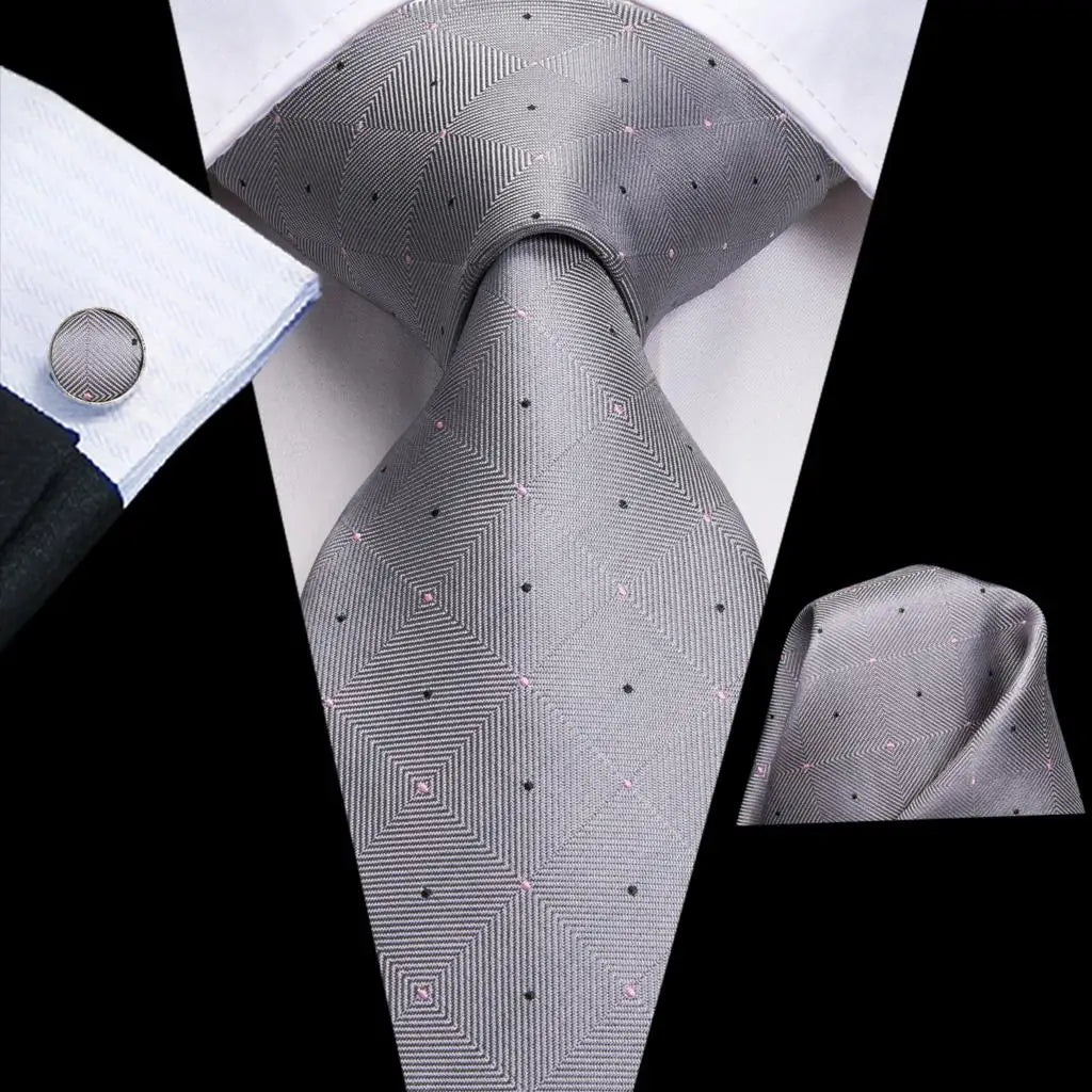 Silk Paisley & Floral Necktie Gift Set | Groom & Groomsmen Wedding Tie with Pocket Square & Cufflinks