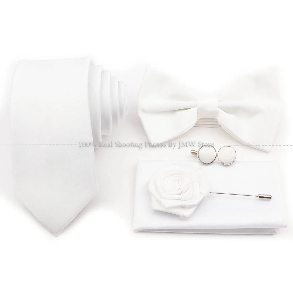 Ensemble cravate et nœud papillon violet bleu sauge vert en polyester, boutons de manchette et broche pour costume de marié, cravate de mariage, accessoire de chemise