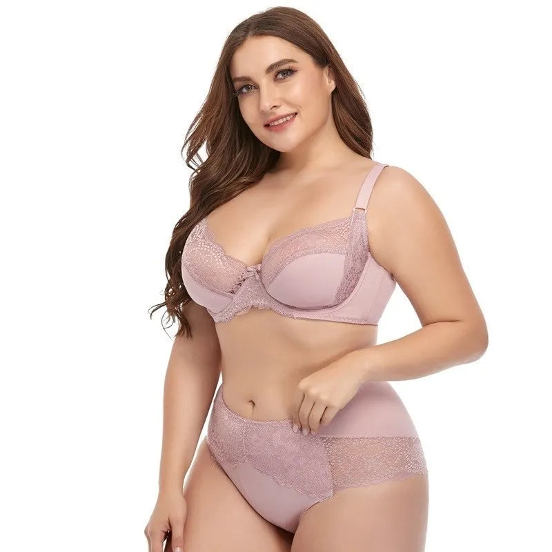 Ensemble de Lingerie Sexy en Dentelle Soutien-Gorge et Culotte Femme Grande Taille Bretelles Réglables Style Simple Confortable Beauwear