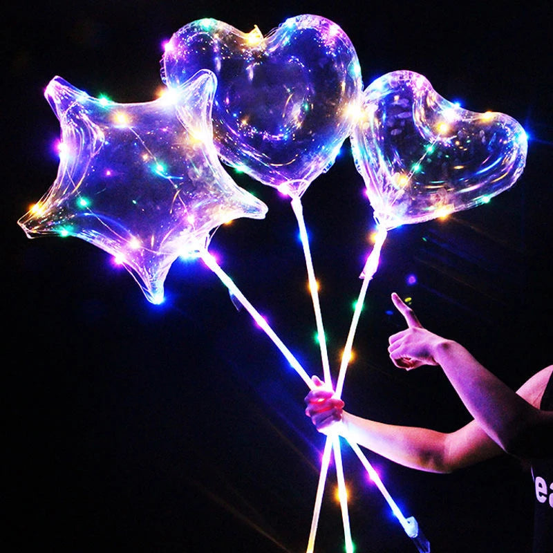 Ballon lumineux transparent Cœur Licorne Étoile LED Ballons Bobo Lumineux pour Fête d'Anniversaire Enfants Mariage Décor Fournitures de Fête
