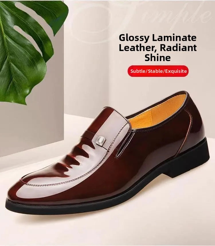 Chaussures en cuir habillées pour hommes, style britannique, décontractées, pour marié, rehaussant la taille, respirantes, à bout pointu, pour l'été
