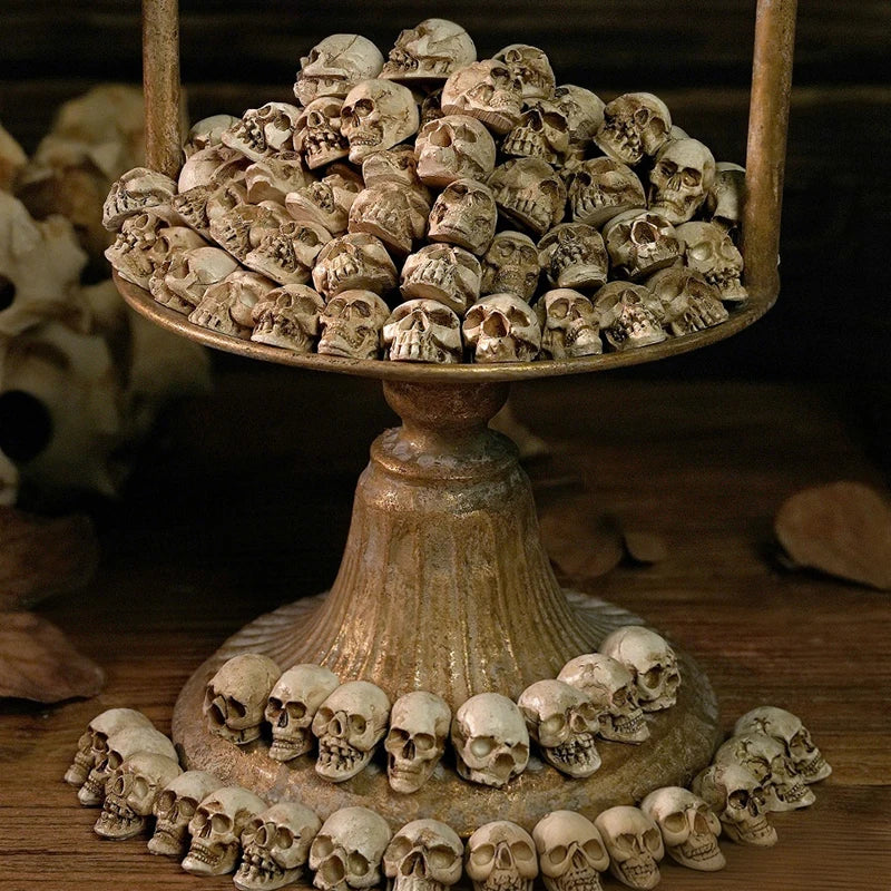 20 sculptures de crânes gothiques à collectionner, décoration d'Halloween, ornement de squelette, paysage, jardin, pot de fleurs, décoration de table de fête
