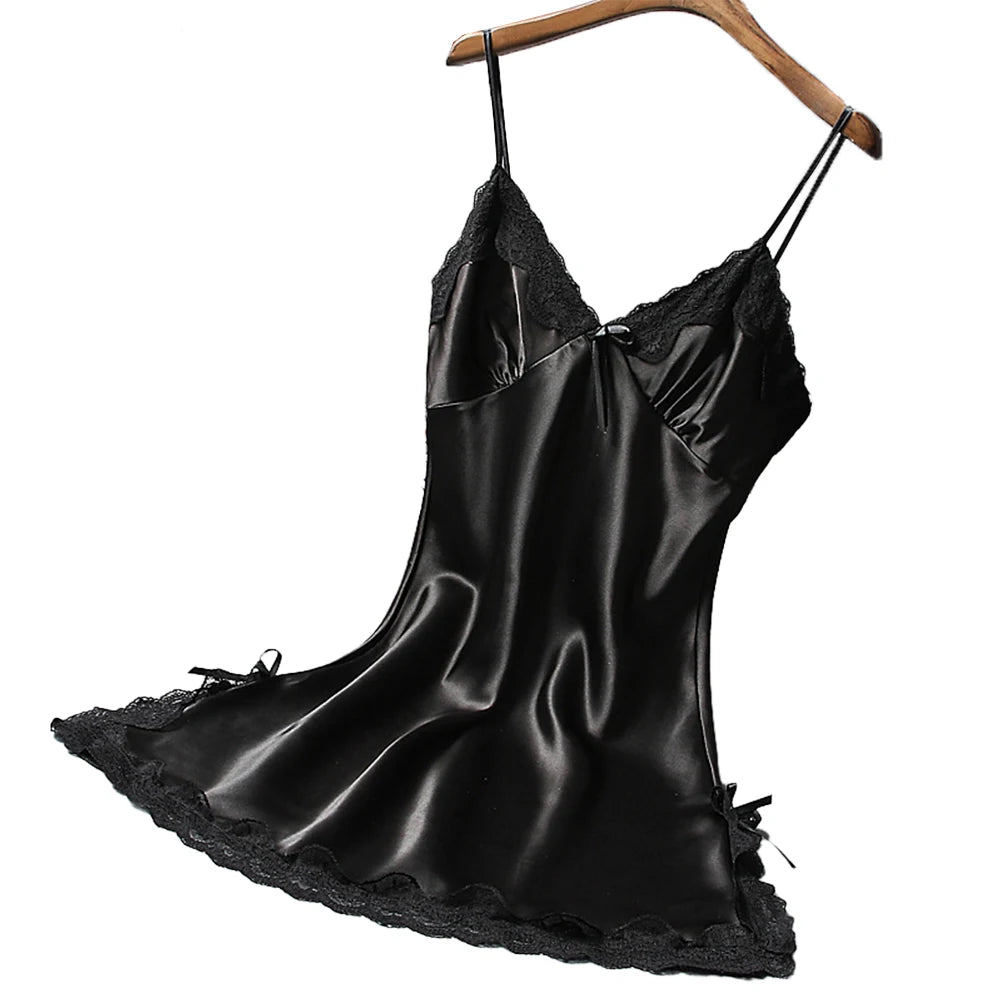Chemise de nuit en dentelle patchwork sexy, lingerie, nuisette, col en V, robe de mariée, vêtements de nuit, robes de nuit sexy pour femmes