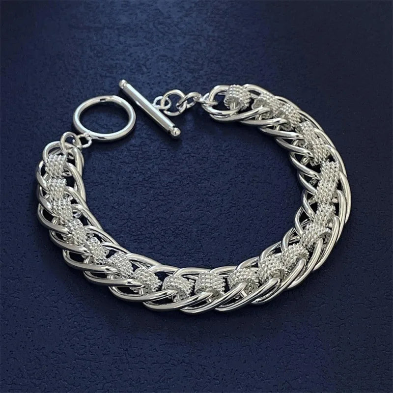 Bracelet maille perforée — Argent sterling 925