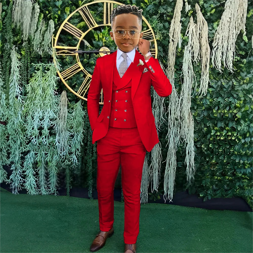 Ensemble Costumes Garçon 3 Pièces Veste Gilet Pantalon Tenue de Banquet Fête Élégant Smoking Enfant Vêtements d'Invité de Mariage 2-20T