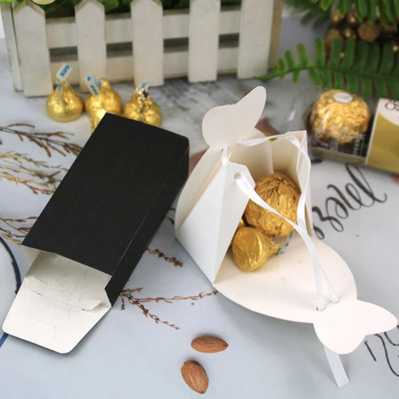 10pcs Wedding Dress Patterns Candy Box Wedding Bridal Souvenirs Candy Box With Ribbon Suit Bride And Groom Accessories Decor
