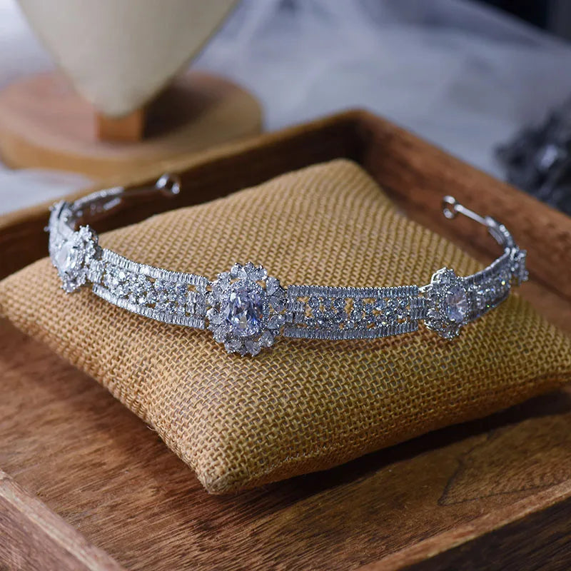 Sparkling Drop water Crystals Wedding Tiaras Headpeices Bridal Headbands Brides Hair Accessories Evening Head Wear