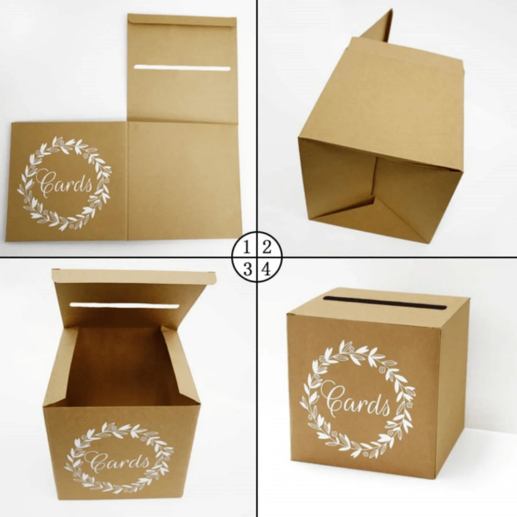 1PC Kraft Card Box Wedding Favors Box Cardboard Receiving Money Box Holder for Wedding Reception Birthday ﻿