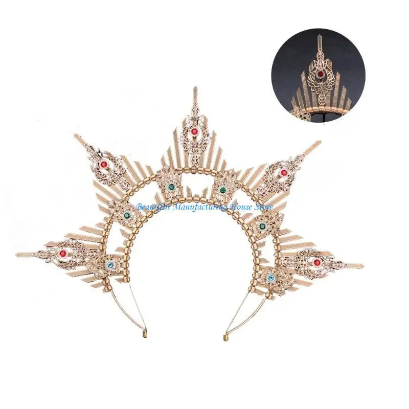 E56A Serre-tête gothique avec diadème, couronne de princesse en cristal pour fête de mariage