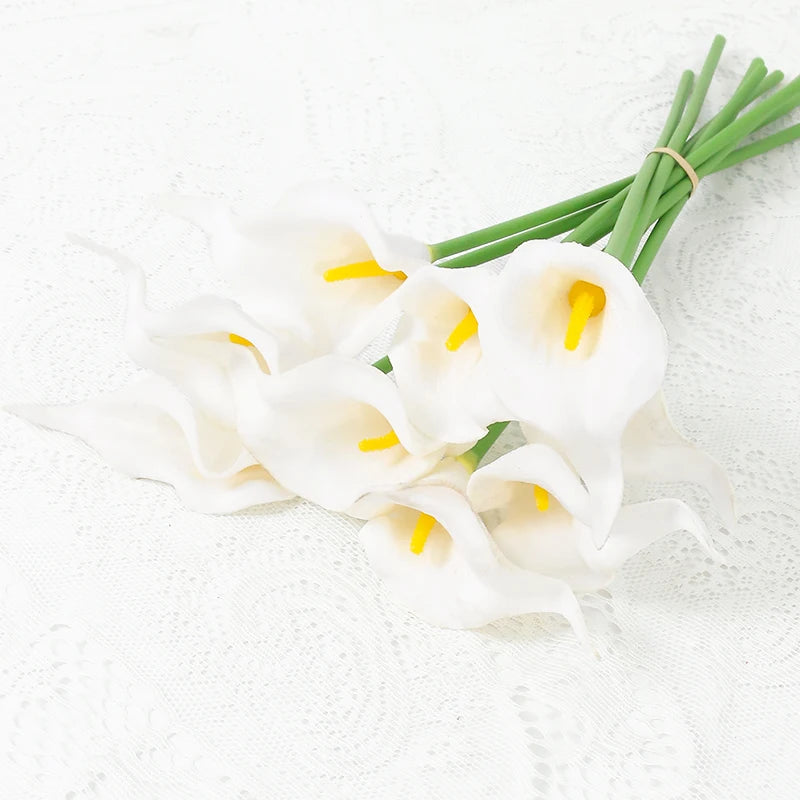 Bouquet de mariée artificiel de callas — 6 tiges, 40 cm