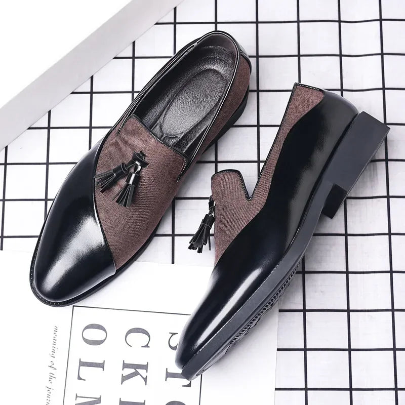 Chaussures Habillées Homme 2026 Nouvelles Chaussures en Cuir Décontractées Homme Chaussures Habillées d'Affaires en Cuir Tendance Polyvalentes Mocassins Bout Pointu à Enfiler