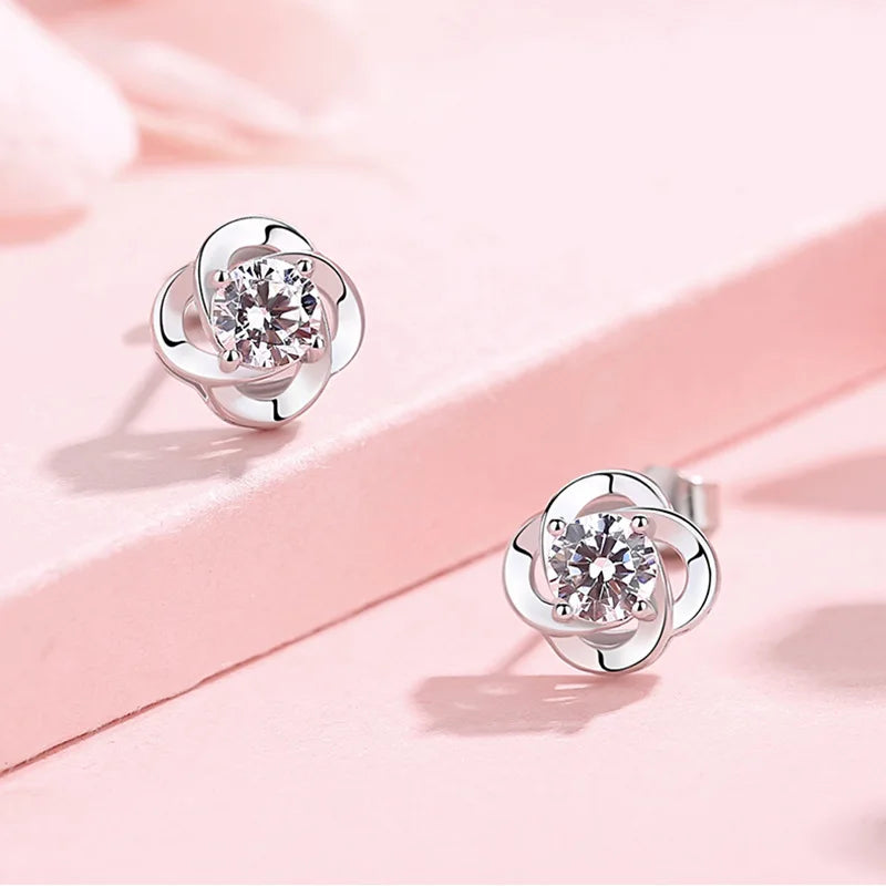 Boucles d'oreilles créoles en Zircon scintillant — Argent sterling 925