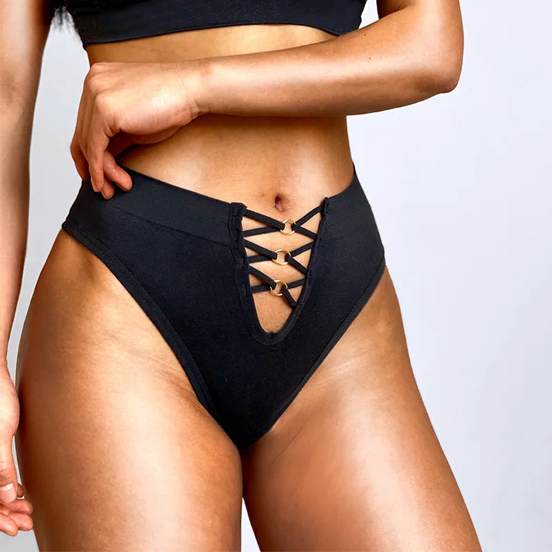 WHPC Culottes Femme Sexy Lingerie Femme Bas Lanière Évidée Culottes Pour Femme Bikini Cercle Mode Culottes Taille Moyenne Lingerie Féminine
