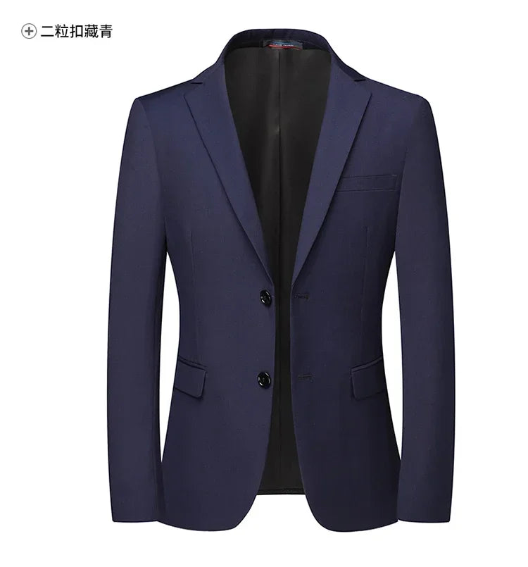 Solid Color Blazer Men's Fashion Business Solid Color British Style Professional Work Groom Wedding Dress Best Man Blazer Jacket