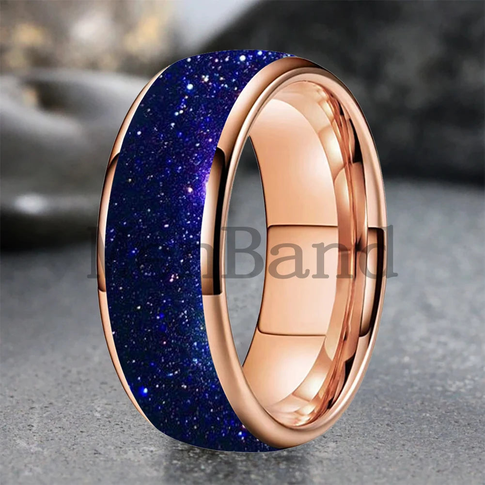 Bague de mariage pour homme 4/6/8mm - Bague en carbure de tungstène avec sable galactique concassé Espace cosmique Bague de mariage unisexe Bague de fiançailles Pour lui
