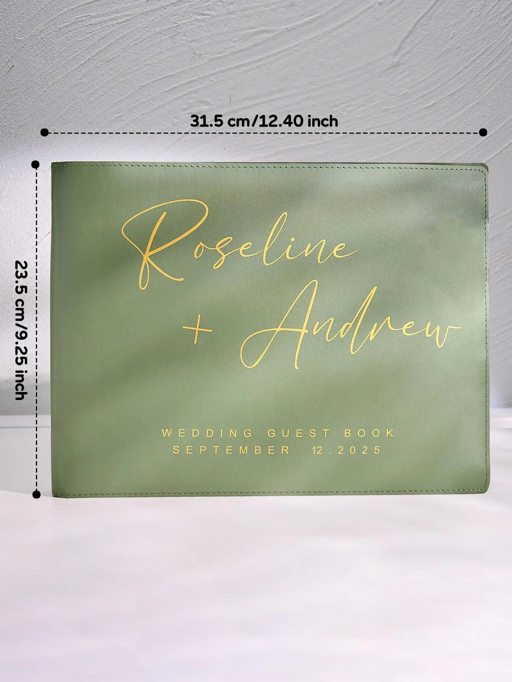 Custom Wedding Guest Book Personalized Name & Date 12.4x9.25 Inch Pink/Sky Blue/Green Unique Gift for Couples