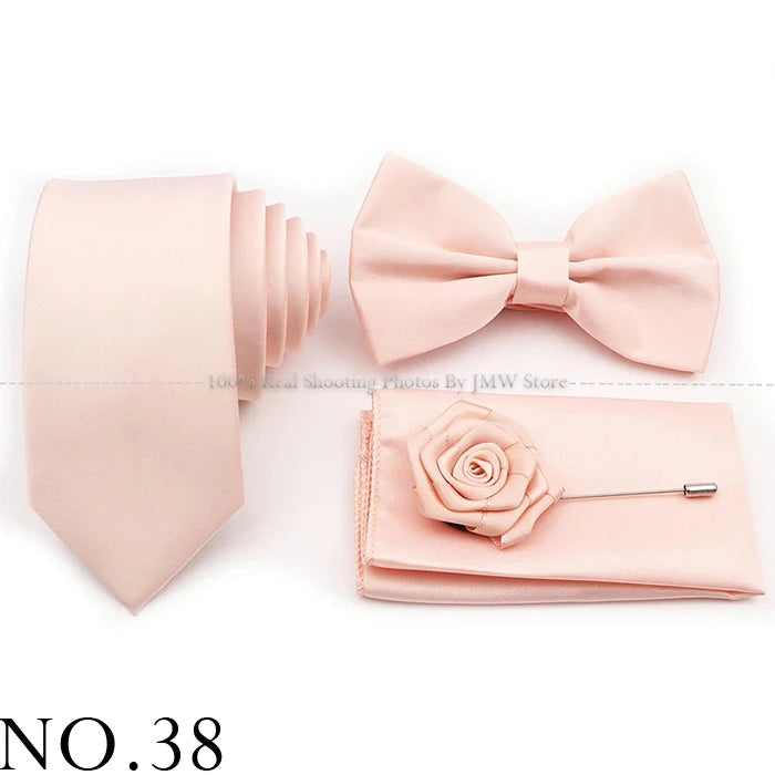 Ensemble cravate et nœud papillon violet bleu sauge vert en polyester, boutons de manchette et broche pour costume de marié, cravate de mariage, accessoire de chemise