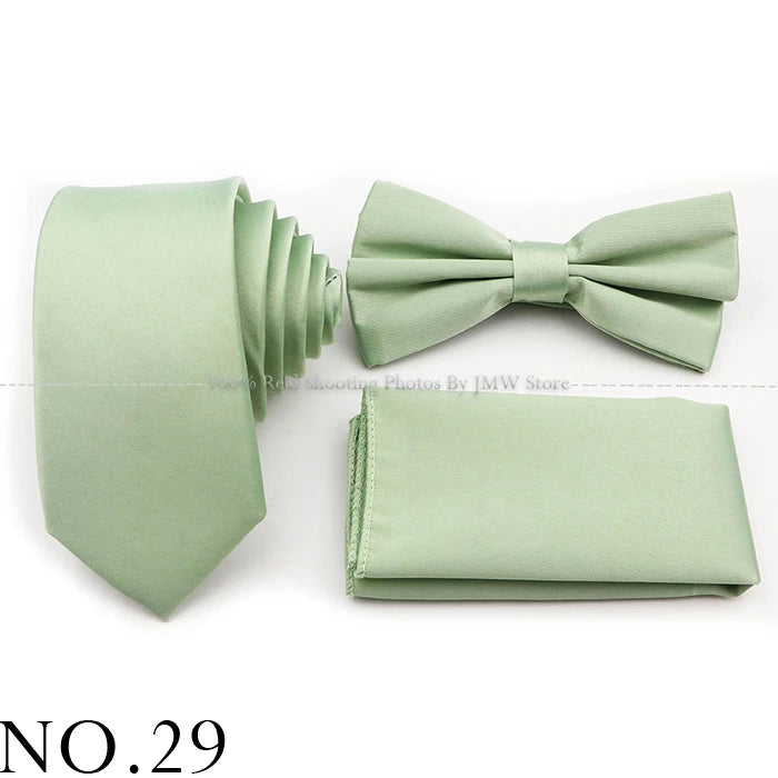 Ensemble cravate et nœud papillon violet bleu sauge vert en polyester, boutons de manchette et broche pour costume de marié, cravate de mariage, accessoire de chemise